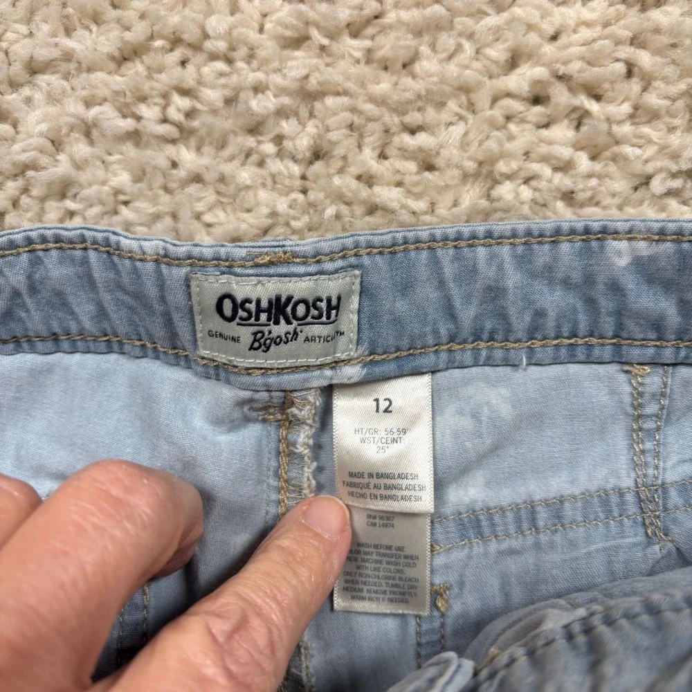 OshKosh B'gosh Kids Girls Denim Shorts Palm Tree Print Size‎ 12